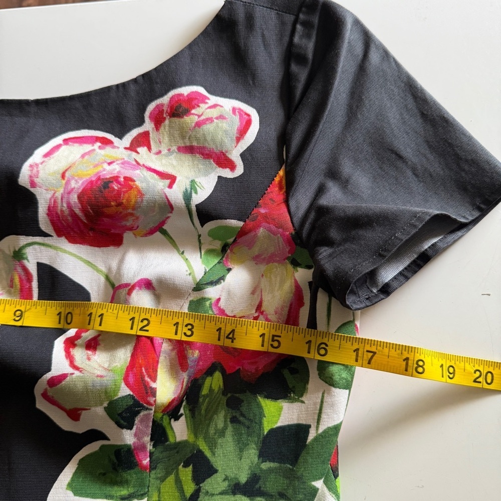 Carolina Herrera Black Midi Dress with Floral Design - Picture 12 of 16